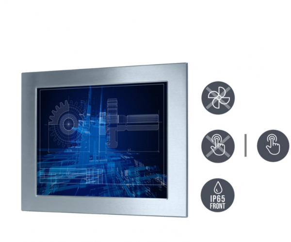 01-Industrie-Panel-PC-R19IP7T-OFM1-Edelstahl-IP65-Einbau-v1.png / TL Produkt-Welten / Panel-PC / Panel Mount (Einbau von vorne) / Resistive / Glas (optional)