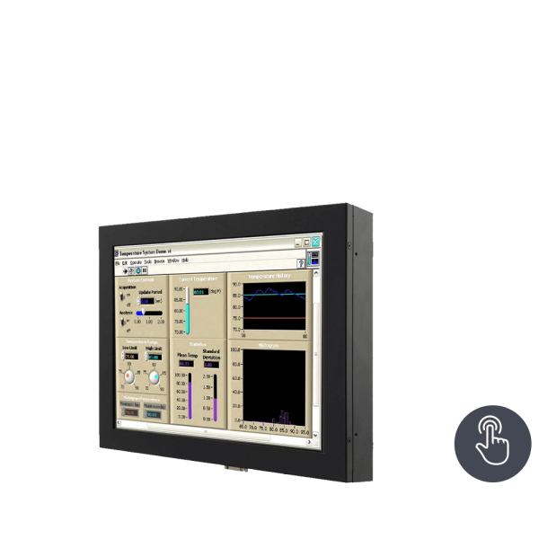 01-Chassis-Industriemonitor-R12T600-CHL1.png / TL Produkt-Welten / Industriemonitor / Chassis Edelstahl (VESA-Mounting) / Touch-Screen für 1-Finger-Bedienung