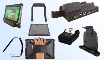 Docking station, carry belt, stylus, printer etc. as accessories for industrial tablets