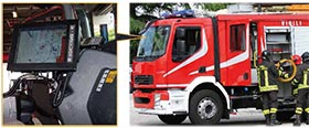 Rugged Panel PC in the driver's cab of a fire-fighting vehicle