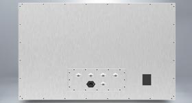 IP65-protected connections on the rear of the stainless steel industrial PC