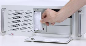 Exchangeable filter pad in front of the front fan for ClassicLine CL450x 19-inch industrial PCs