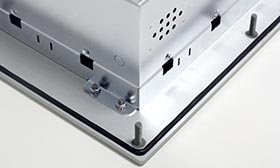 Panel PC front panels with rear threaded bolts
