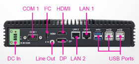 At the rear, the EL1096 Embedded PC has many interfaces such as 6 USB ports
