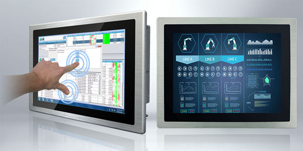 Operating and monitoring in industrial environments with multi-touch industrial monitors