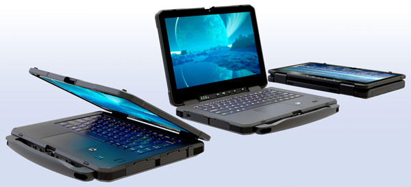 The Rugged Convertible Laptop quickly converts into a tablet