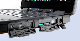 Interfaces behind IP65 protection caps