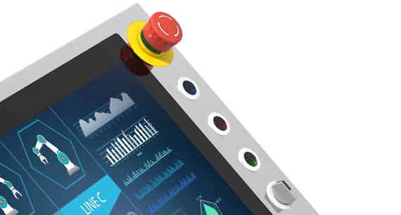 Emergency stop and flat pushbuttons