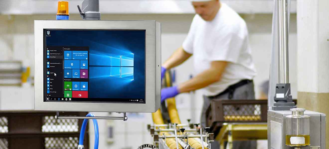 Stainless steel panel PC with IP65 protection and resistive touch in the food industry