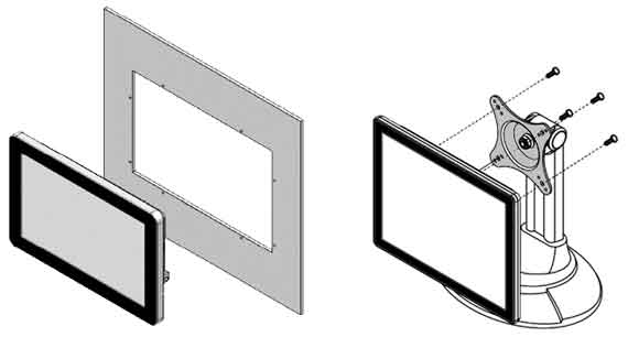 Panelmount installation from the front or VESA mounting from the rear